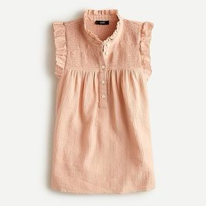 New J.Crew Garden Top in Airy Soft Gauze with Smocked Detailing